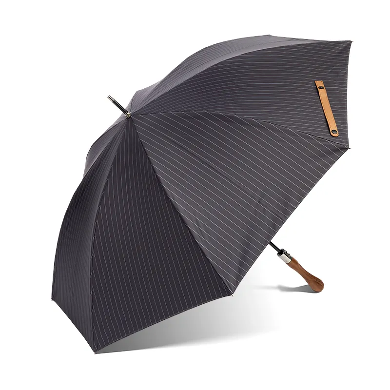 stick umbrella,wood handle stick umbrella, double layer pongee umbrella, FSC certified umbrella, business stick umbrella, magnetic strap umbrella