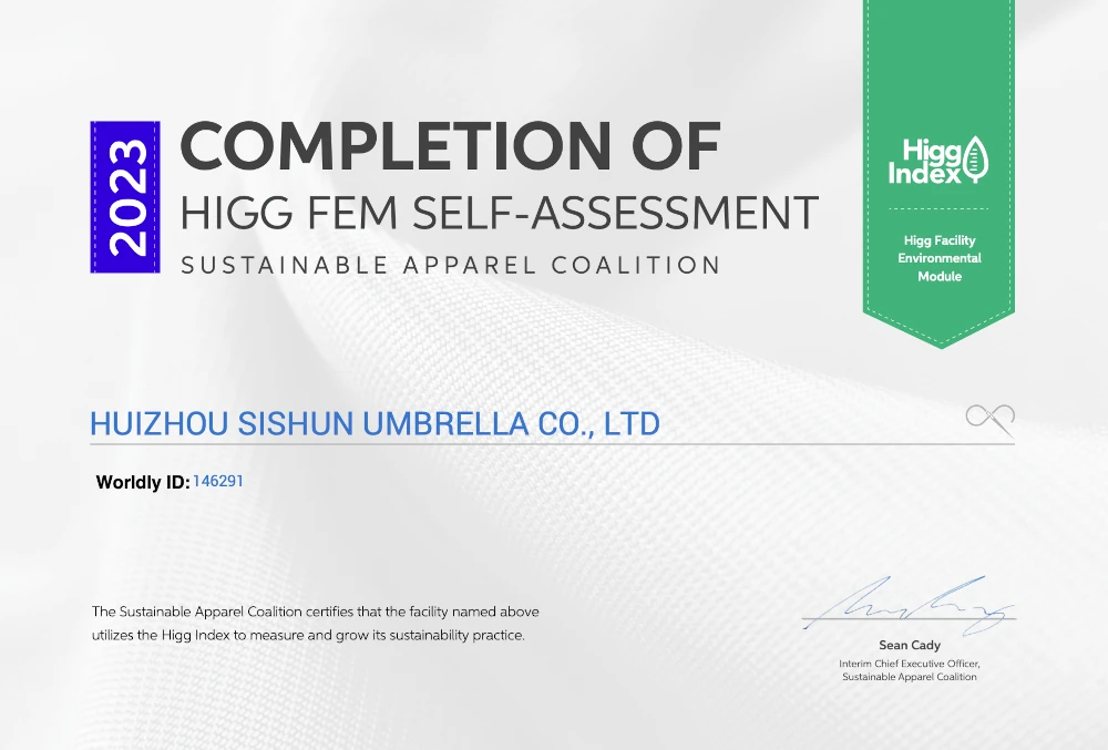 umbrella manufacturer HIGG Index certification