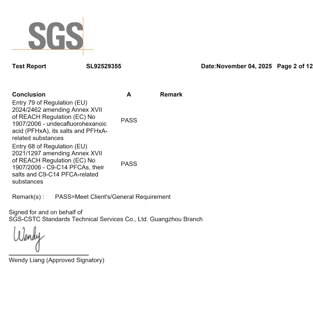 passed report of PFAS top umbrella manufacturer