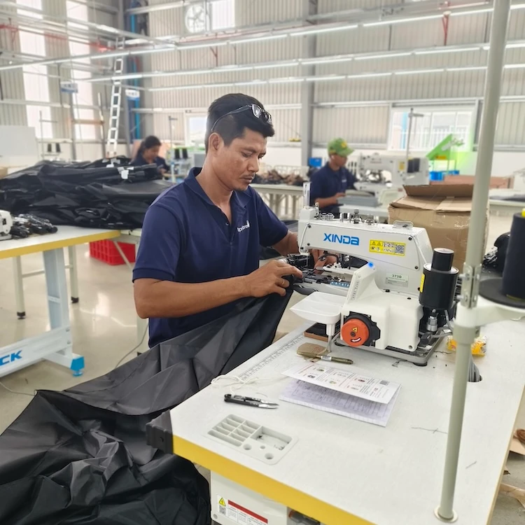 cambodia umbrella sewing workshop