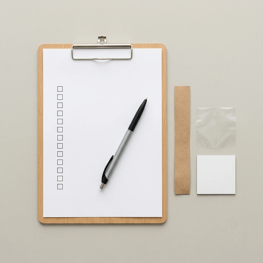 compliance checklist with packaging materials