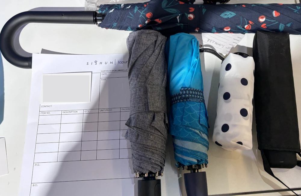 Customer-selected samples with business cards and meeting notes