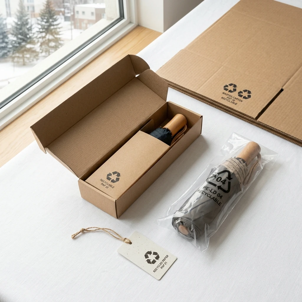 PPWR-compliant umbrella packaging components