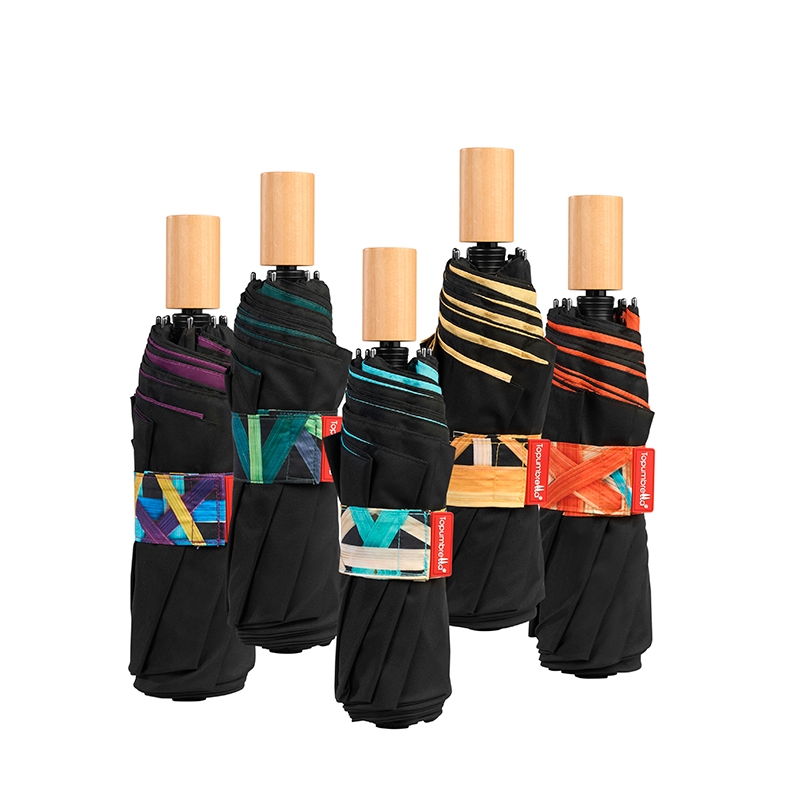 Bamboo Weave Print Folding Umbrella